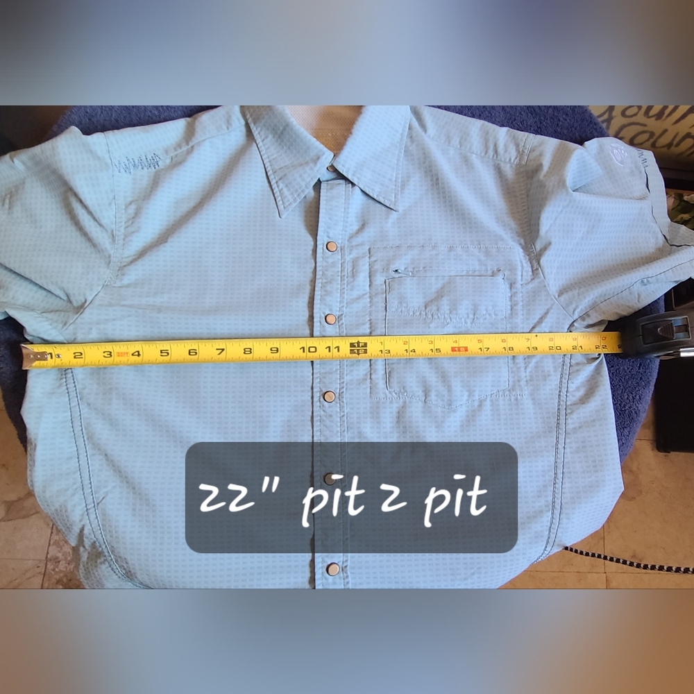 Mountain Hardwear Men’s Short Sleeve Fishing Hiking Shirt Blue Vented Size M - Picture 7 of 10